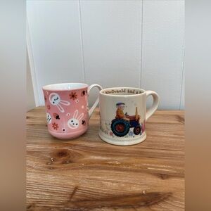 Pair Of Ceramic Children’s Mugs Schen Bunnies , Anderton Pottery Old Macdonald